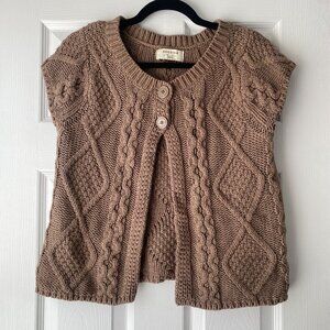 Sonoma Life + Style | Brown Short-Sleeved Cable-Knit Sweater Cardigan